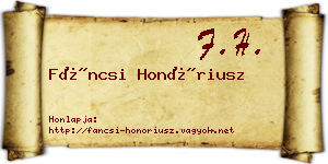 Fáncsi Honóriusz névjegykártya